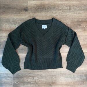 Pink Rose Olive V-Neck Sweater